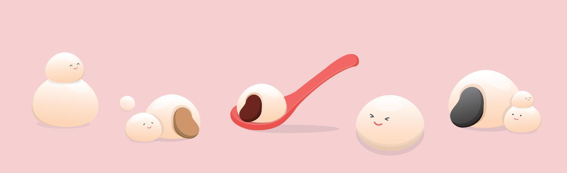Sweets made from glutinous rice, Lantern Festival and glutinous rice balls, traditional Chinese festivals vector