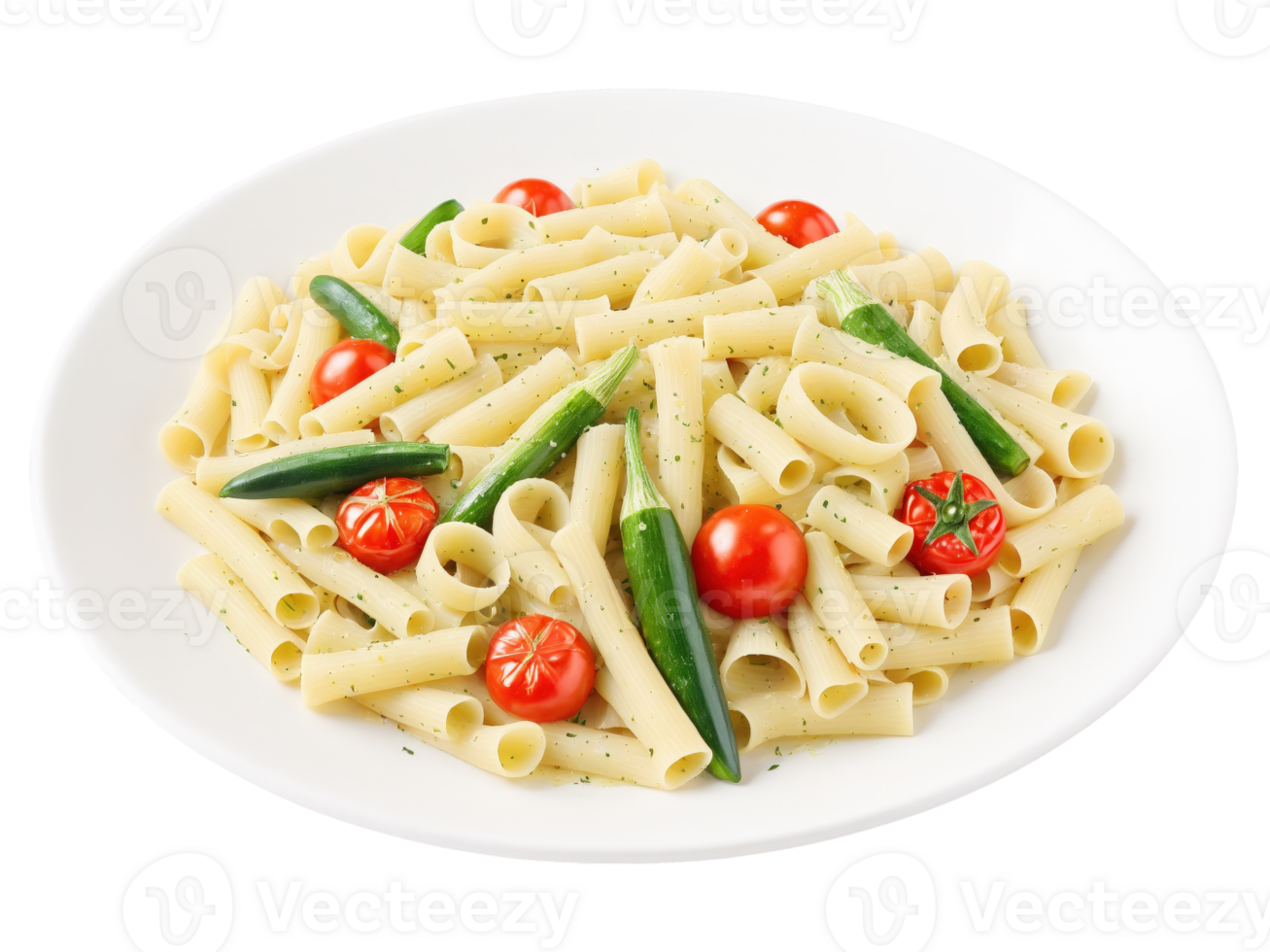 Pasta Primavera Fresh pasta mixed with sauteed seasonal vegetables like zucchini, peppers, and cherry tomatoes, seasoned with olive oil png