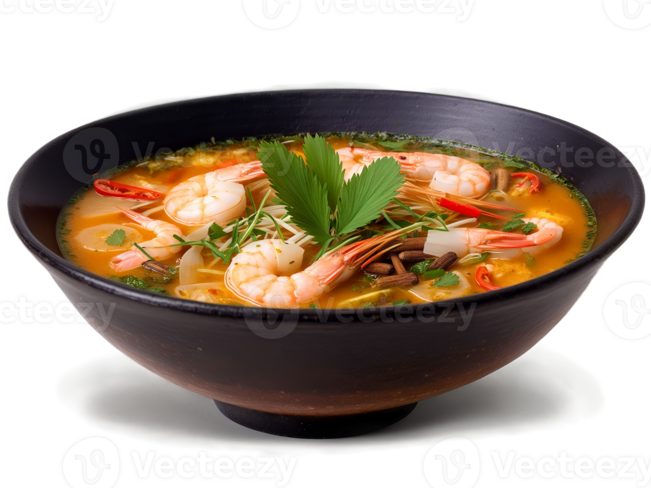 Tom Yum Goong fragrant hot and sour shrimp soup with lemongrass kaffir lime leaves png