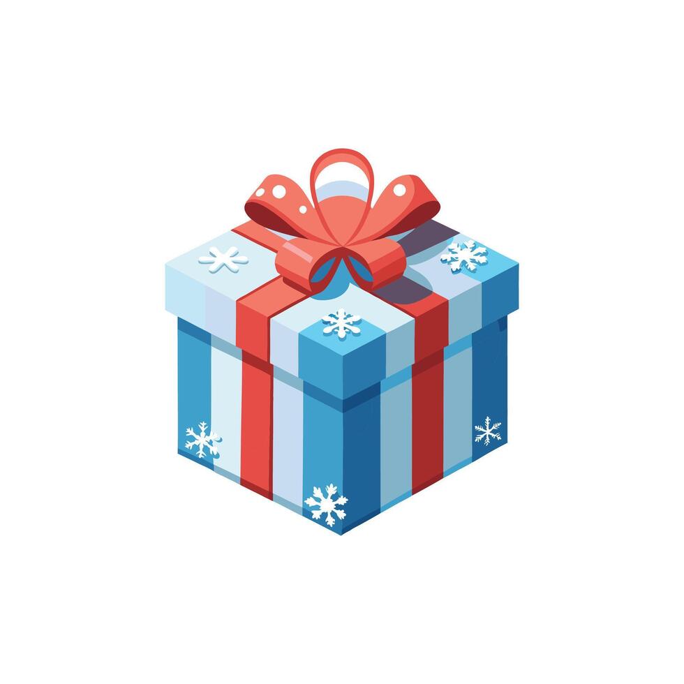 Holiday Cheer Wrapped in a Classic Snowy White Gift Box vector