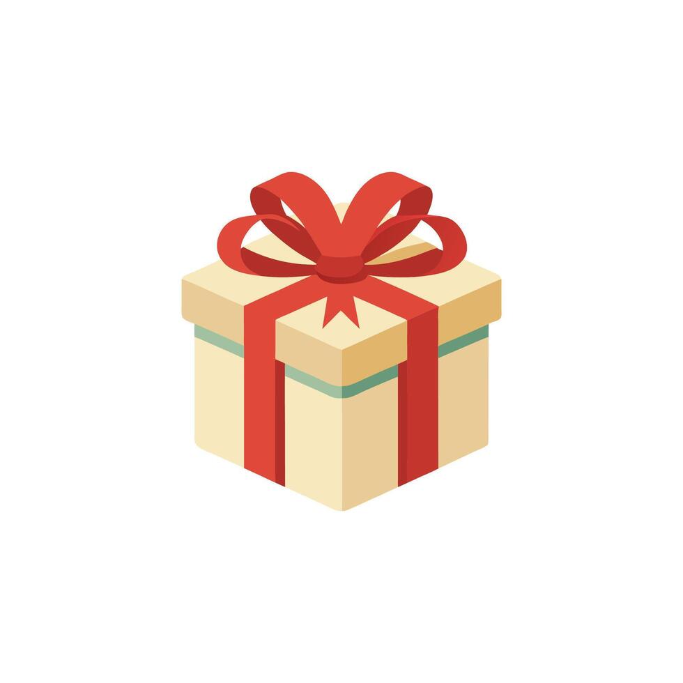 Elegant Ivory Color Gift Box with Satin Ribbon. Illustration Design on White Background vector