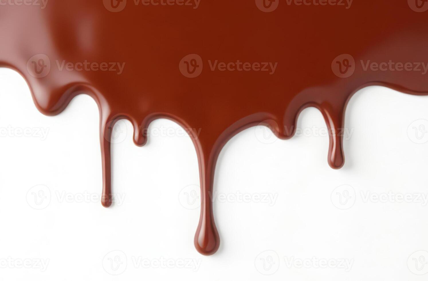 Liquid chocolate dripping against clean white background for food and beverage design. background photo