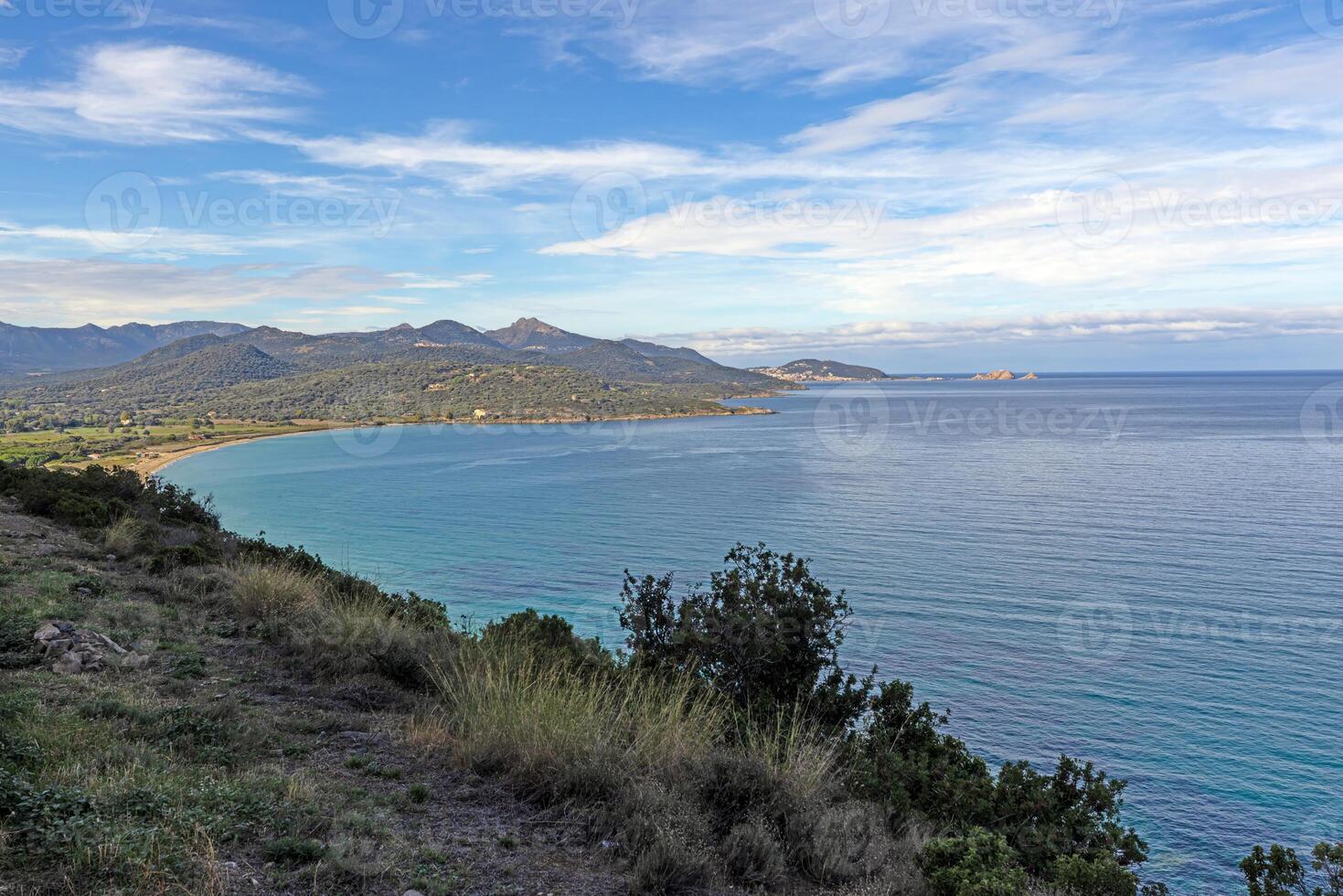 Panoramic view of the western Corsican coastline from the historic abandoned village of Occi photo