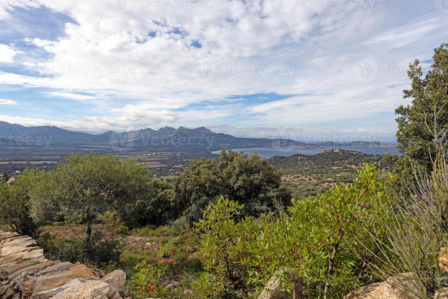 Panoramic view of the western Corsican coastline from the historic abandoned village of Occi photo