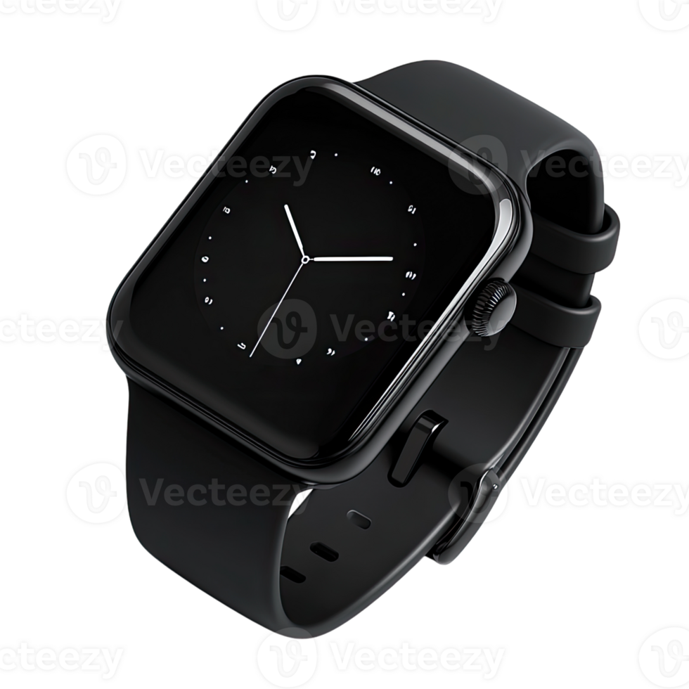 Black smartwatch with a black and transparent background png
