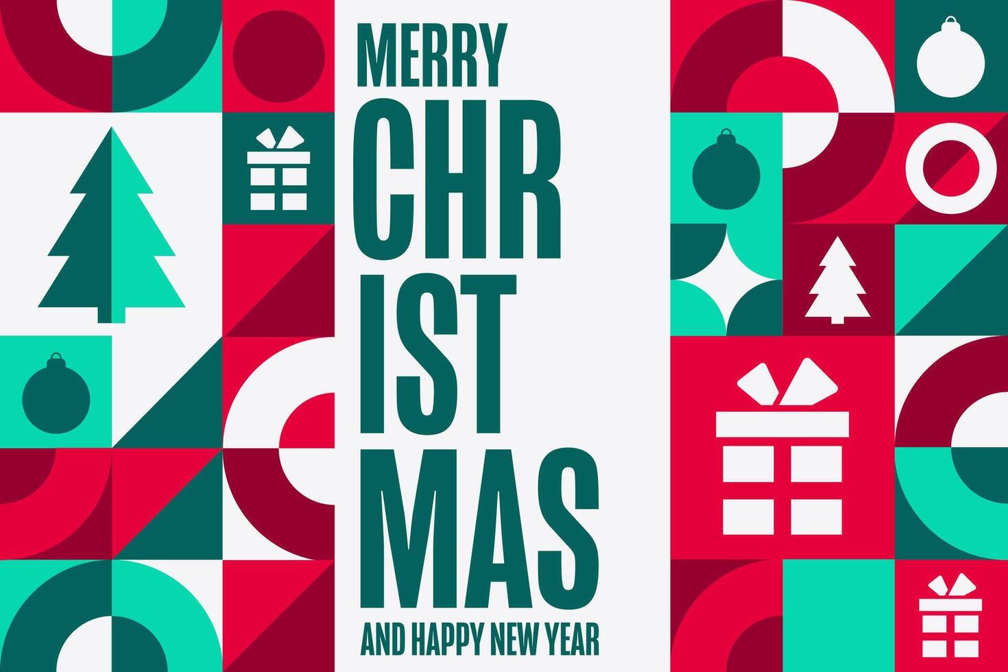 Merry Christmas and Happy New Year. Holiday concept. Template for background, banner, card, poster with text. vector