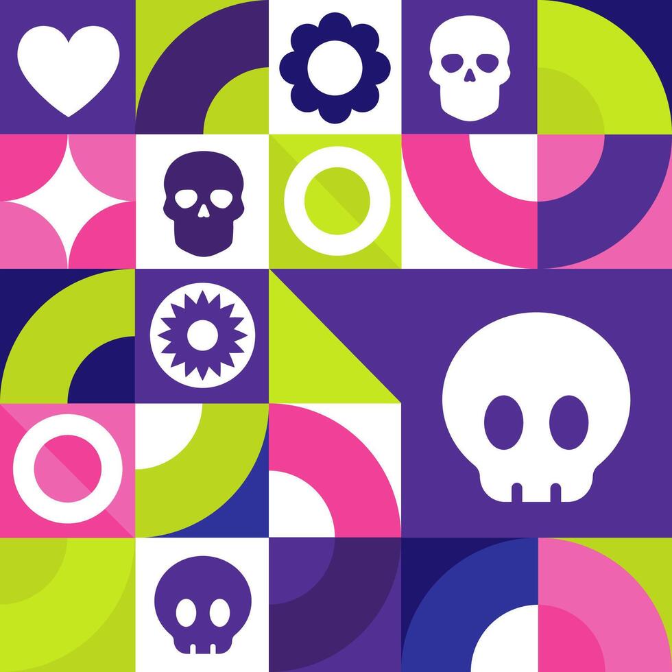 Dia de los Muertos. Day of the Dead, seamless geometric pattern. Template for background, banner, card, poster. vector