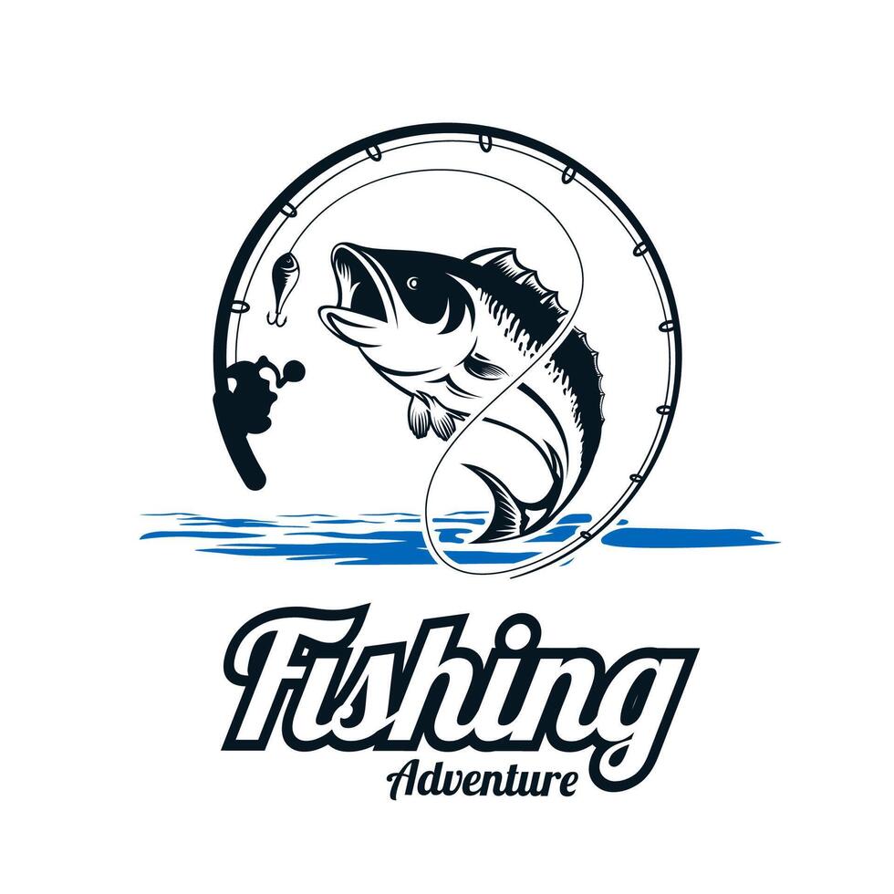 Fishing logo design template. vector