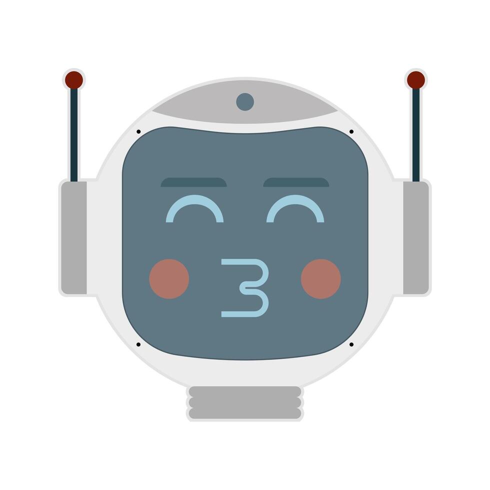 Robot face with kiss. illustration. vector