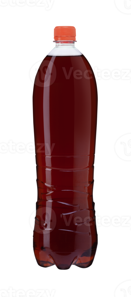 Cola in transparent plastic bottle. Front view png