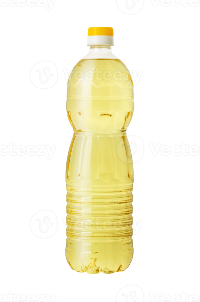 Vegetable or sunflower oil in a plastic bottle png