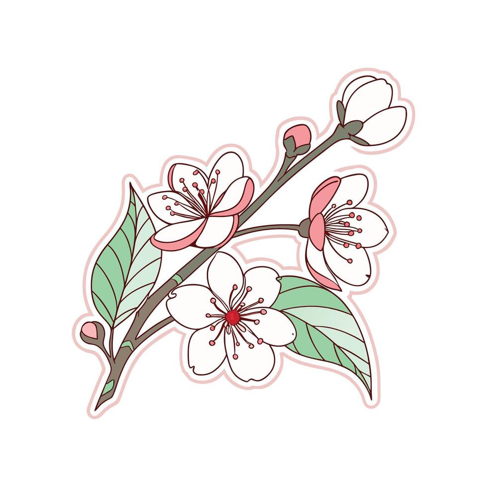 A sticker with a cherry blossom on it vector