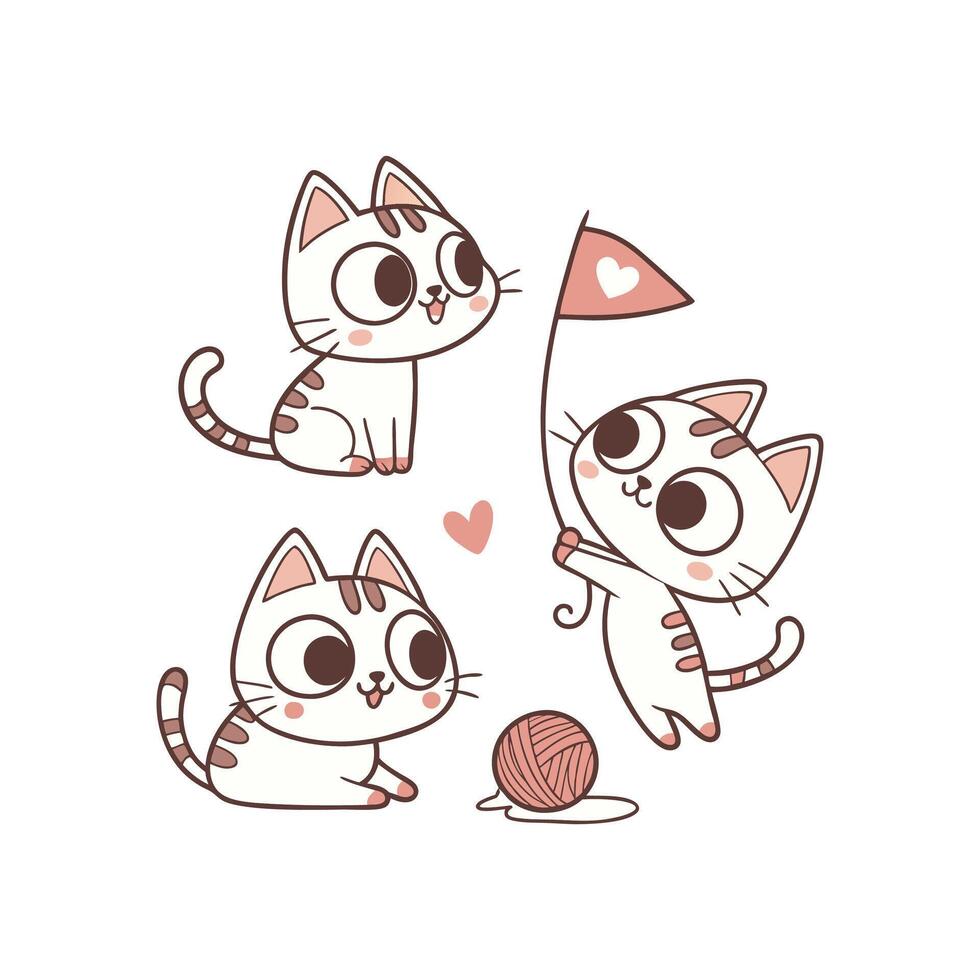 Kawaii cute cat illustration vector