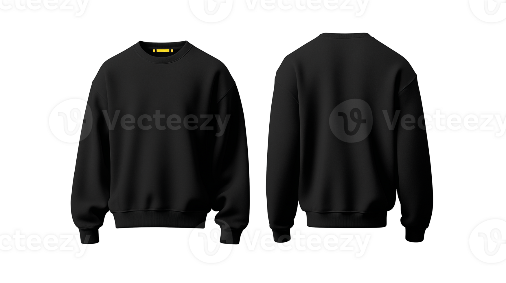 Black Sweatshirt Front and Back View on Transparent Background png