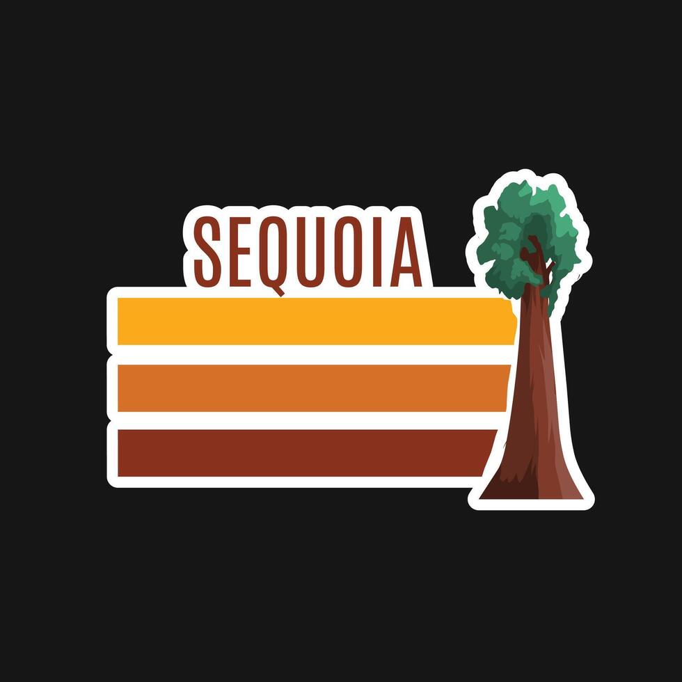 Sequoia Tree with Retro Stripe Design Perfect for Print, Apparel, Sticker vector