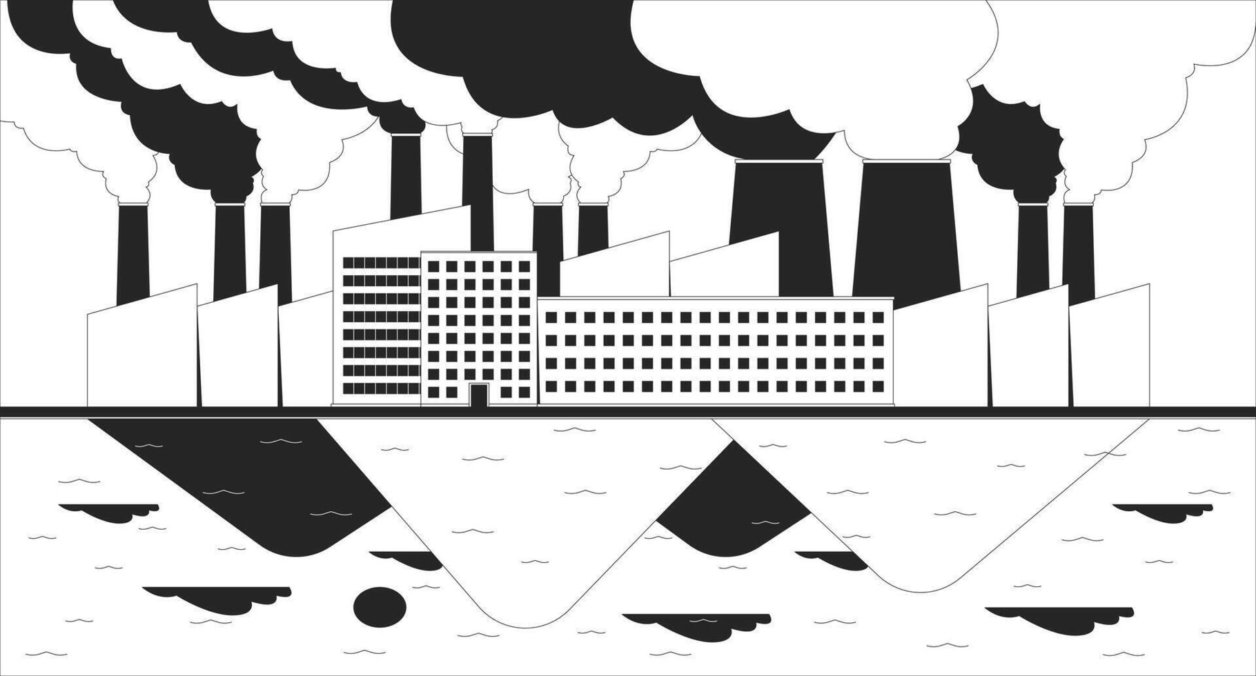We have choice black and white black and white 2D illustration concept. Industrial facility pollutions and fresh slopy hills outline cartoon. Climate crisis danger metaphor monochrome art vector