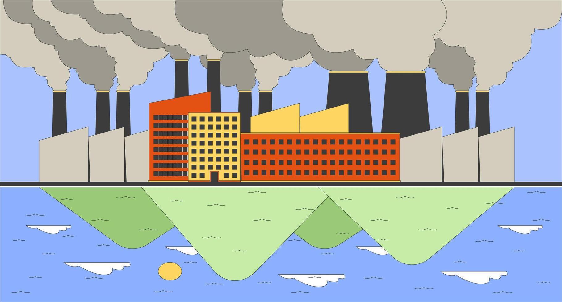 We have choice 2D illustration concept. Industrial facility pollutions and fresh slopy hills cartoon scene background. Climate crisis danger overcoming metaphor abstract flat graphic vector