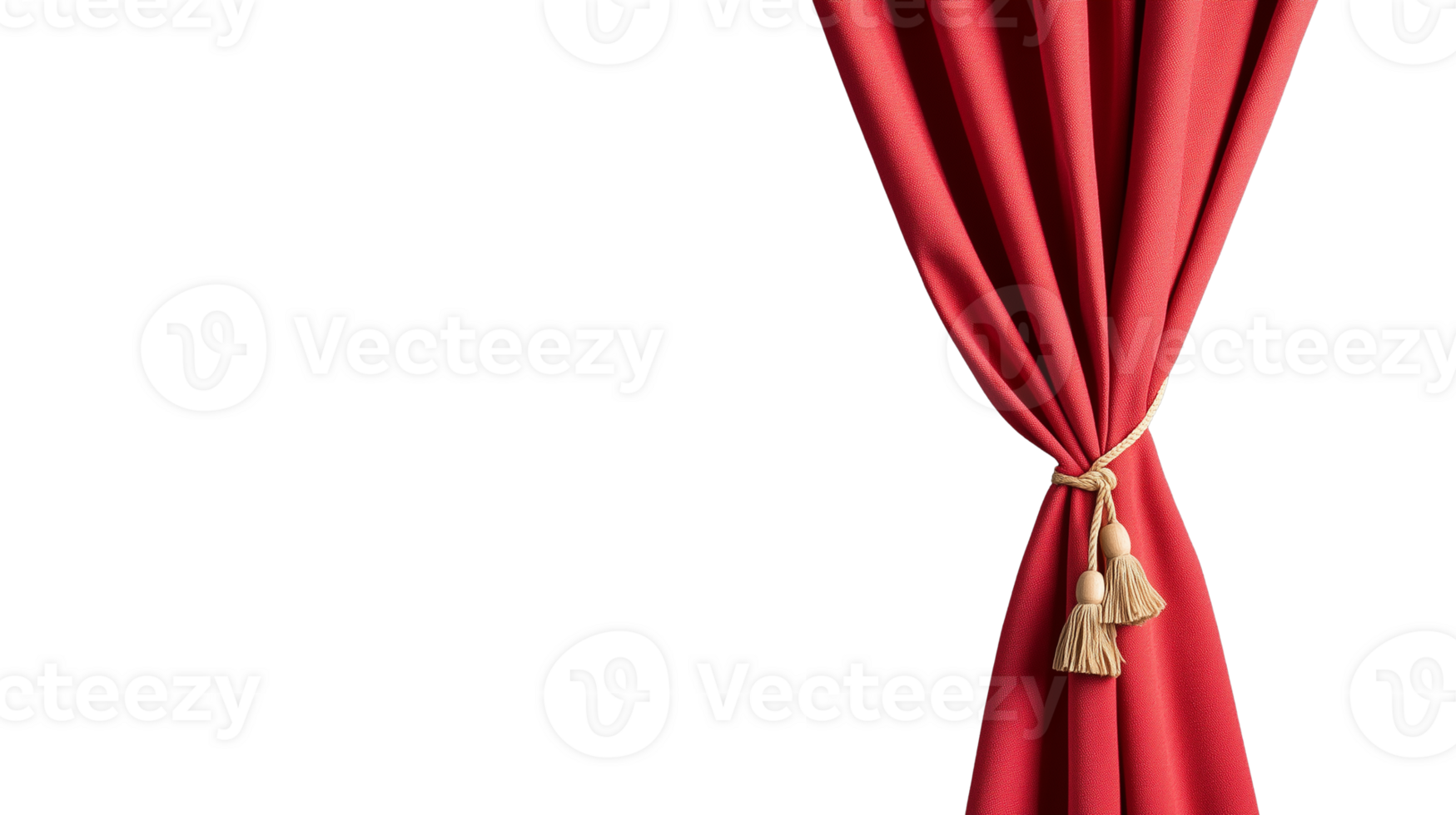 Elegant Red Curtain Draped with Decorative Tassels on Display png