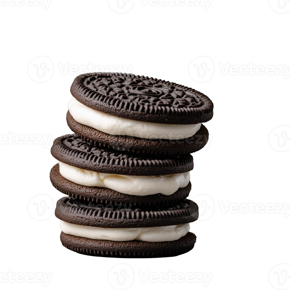 Stack of Chocolate Sandwich Cookies with Cream Filling png