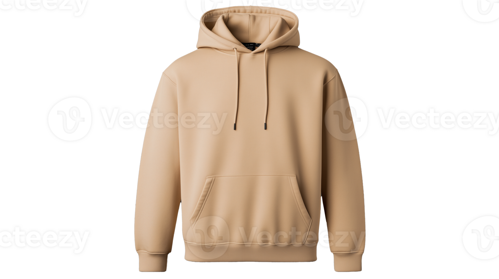 Casual Beige Hoodie with Drawstring and Kangaroo Pocket png