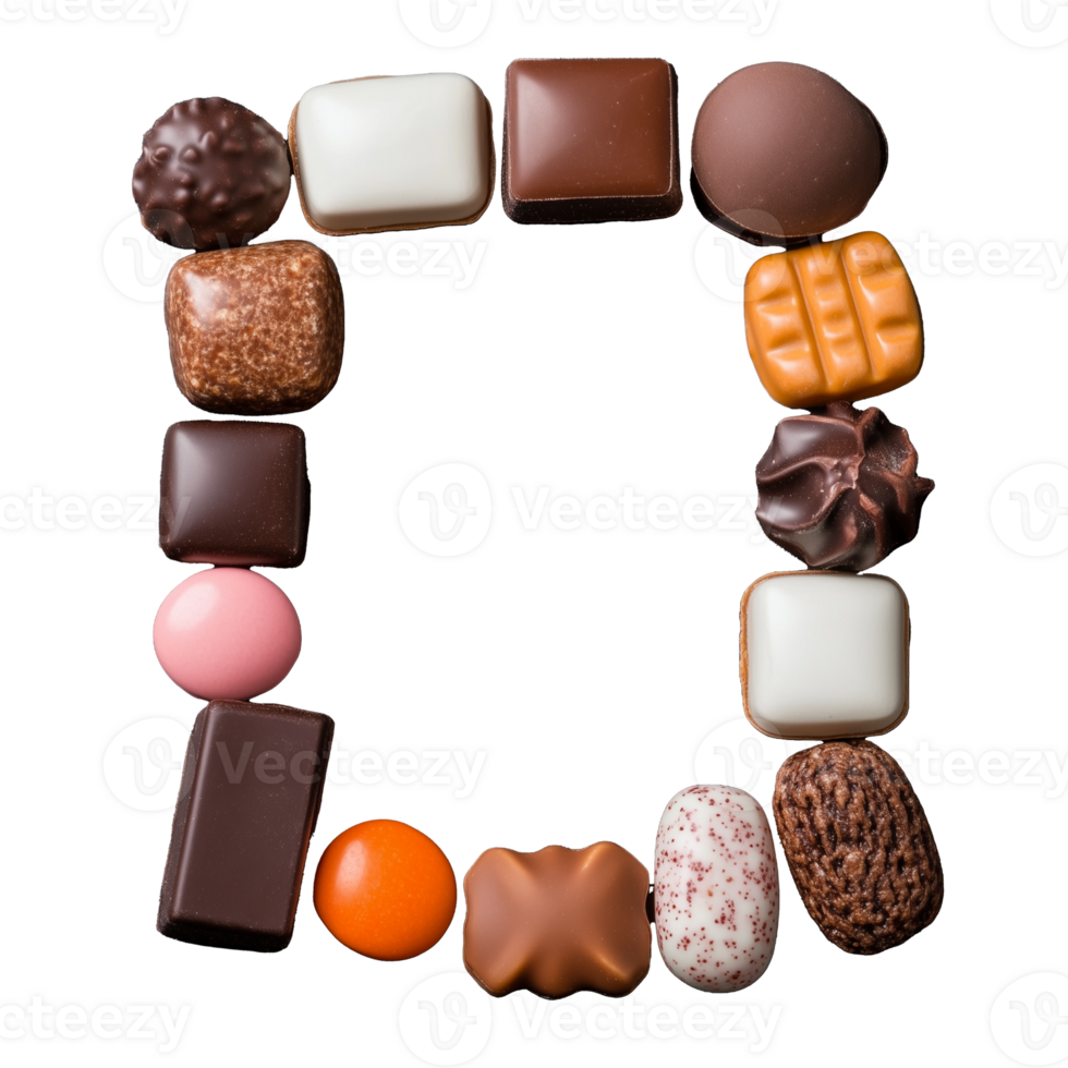Assorted Chocolates Forming a Square on Transparent Background png