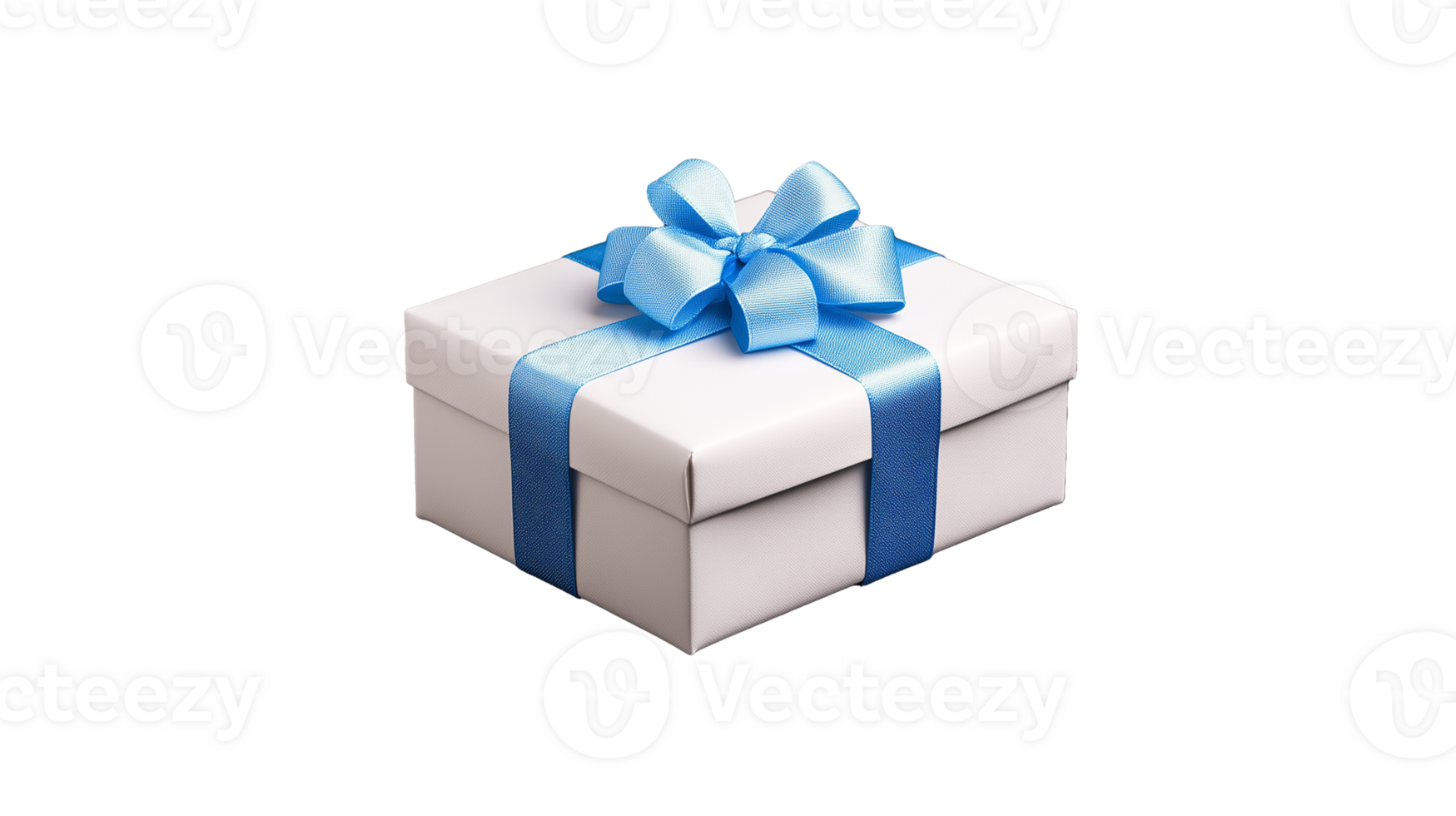 Box with blue ribbon on transparent background png