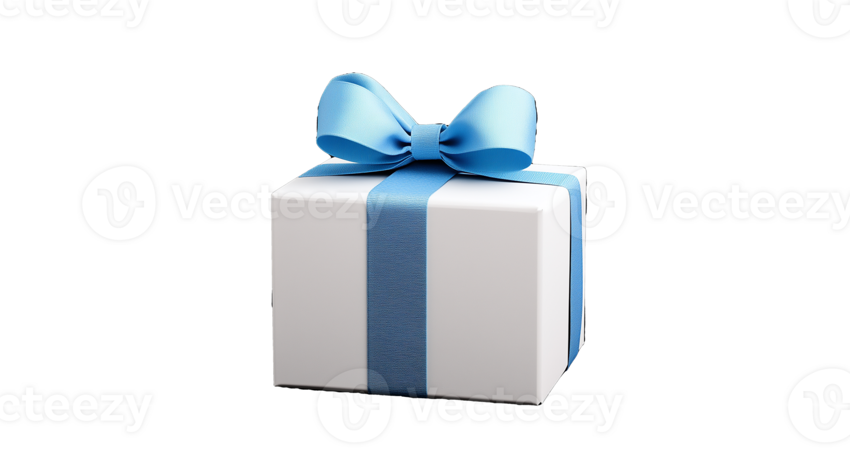 Gift box with blue ribbon on transparent background png