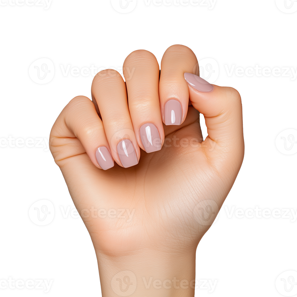 Hand with natural nails on transparent background png
