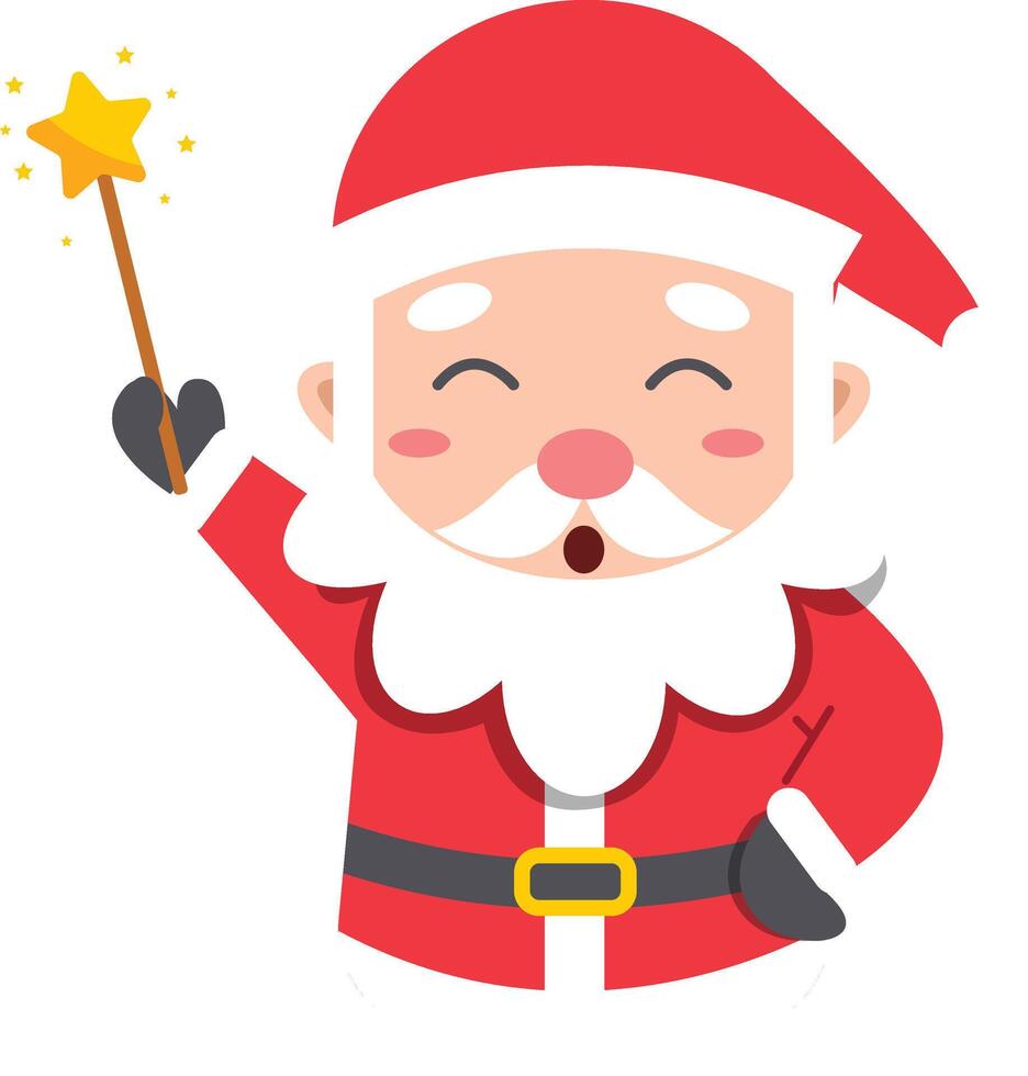 Cheerful Santa Claus with Magic Wand Illustration vector