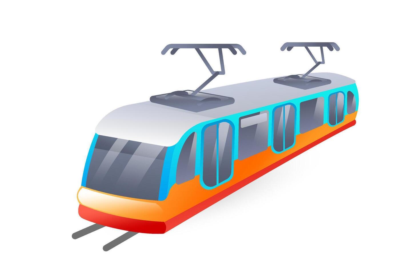 Tram illustration realistic in 3D style. vector