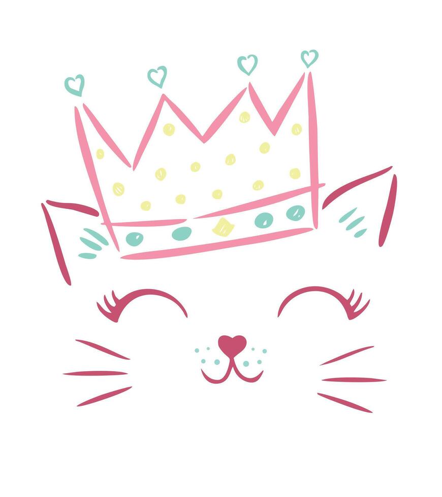 Illustration of a stylized kitten face. Art in a minimalist and delicate style. vector