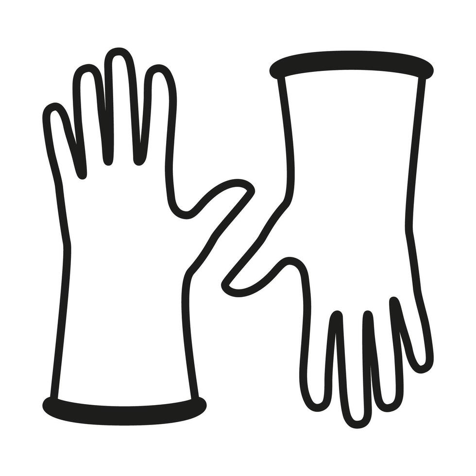 Rubber gloves outline isolated on a white background vector