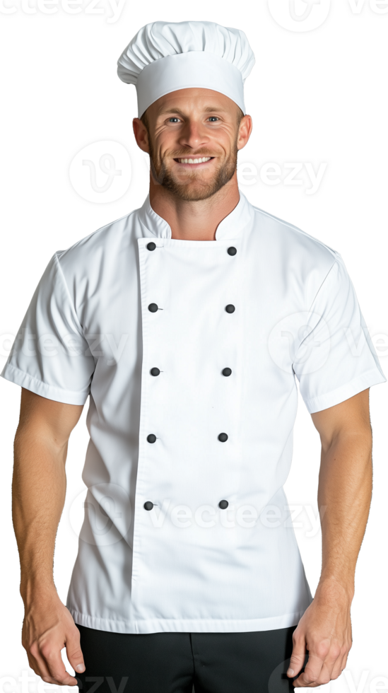Chef in white uniform on transparent background png