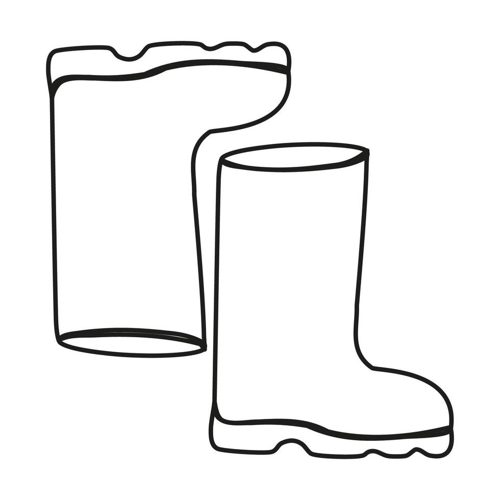 Rubber boots outline isolated on a white background vector