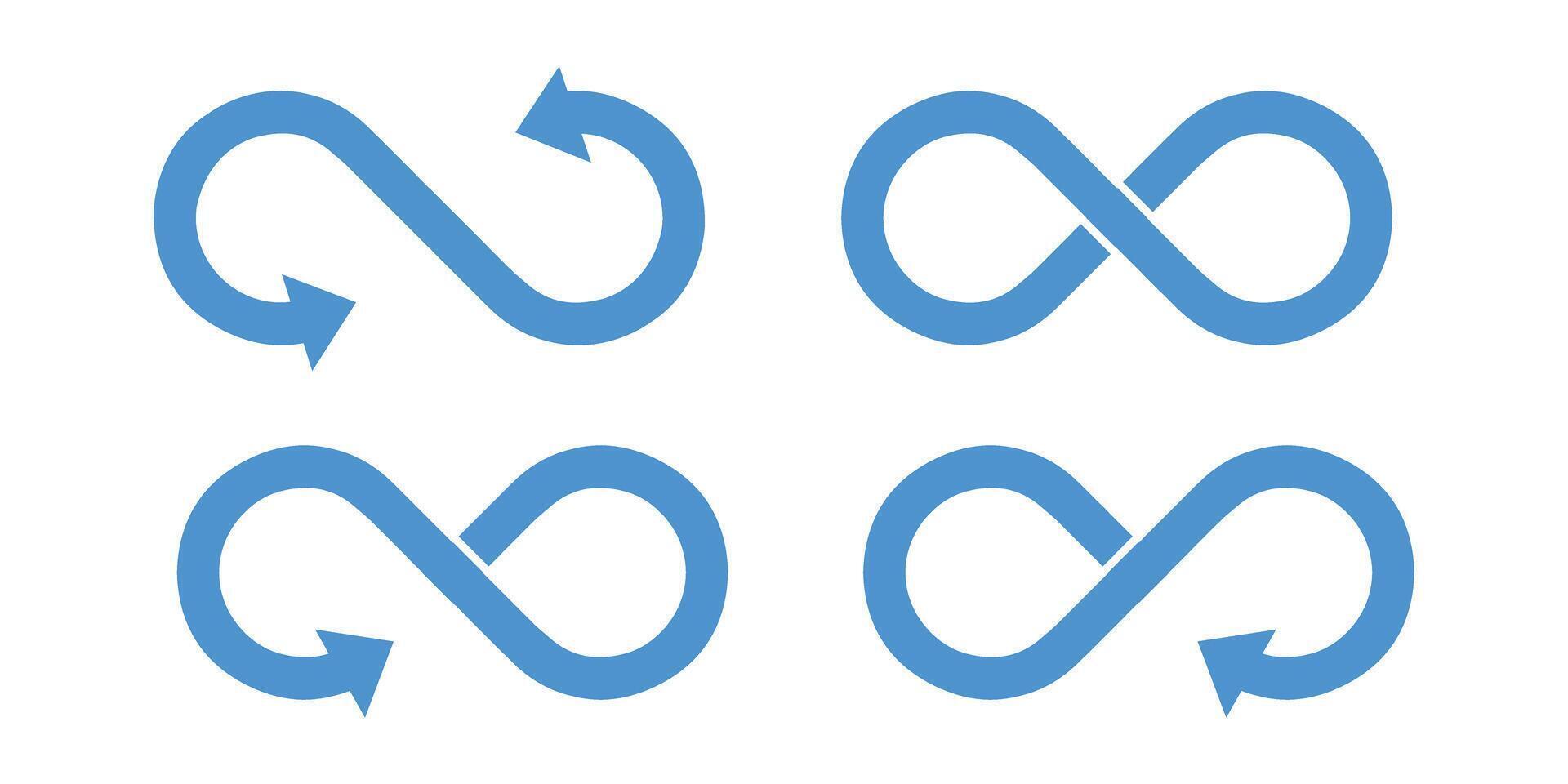 Simple flat green infinity symbols. Design elements for unlimited infinity, endless, eternity, loop, discontinuation, and repetition concepts. vector