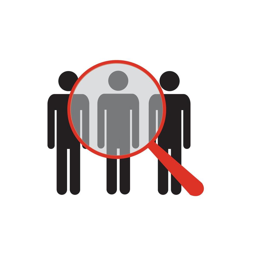 Search job vacancy icon in flat style. Loupe career illustration on white isolated background. Find people employer business concept. vector