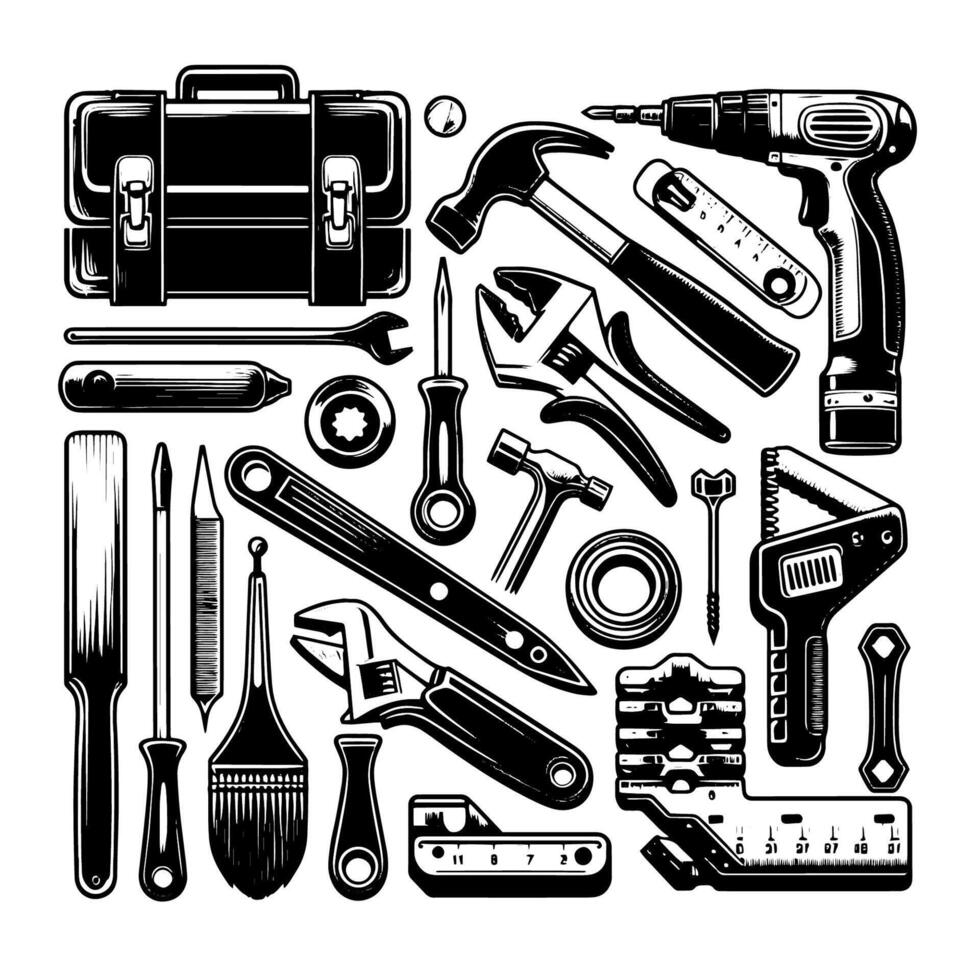 Tools and tools set illustration vector