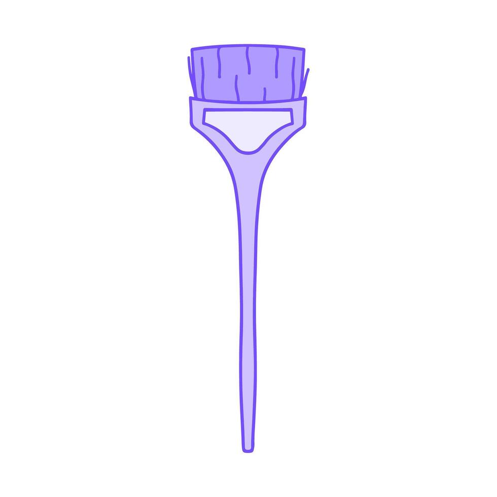 Lavender hair dye brush in doodle style isolated on white. Hand drawn cute hair dye brush, perfect for showcasing hair dye brush features and enhancing hair coloring routines for vibrant results. vector