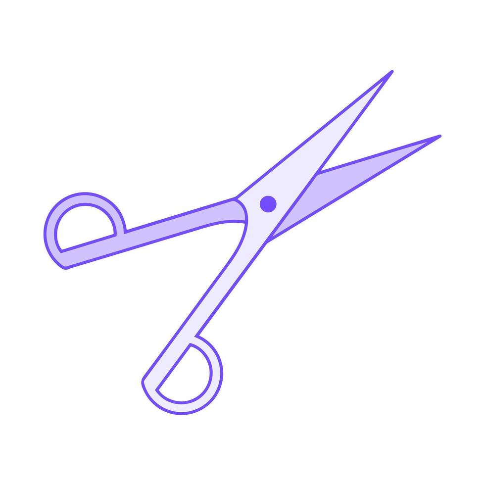 Lavender hairdressing scissors in doodle style. Hand drawn hairdressing scissors, perfect for showcasing hairdressing scissors features and enhancing hairstyle creativity for professional results. vector