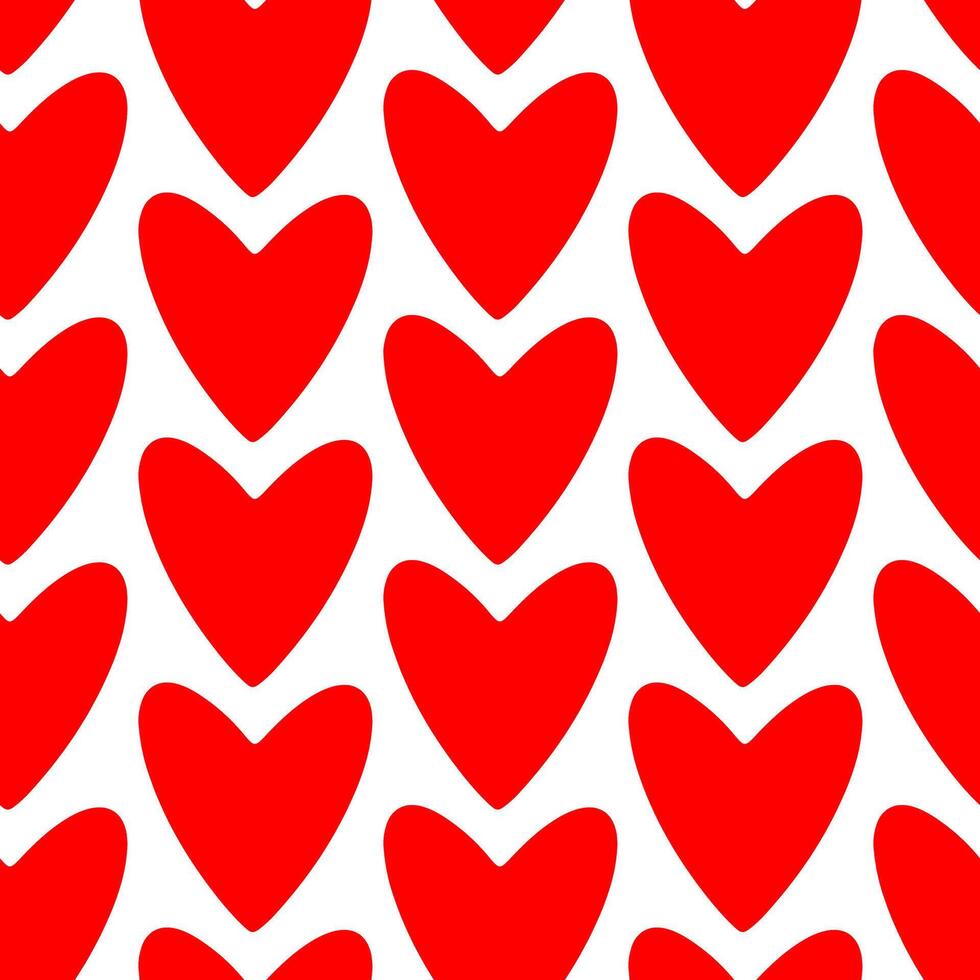 Beautiful seamless background with red hearts. Valentines day red hearts seamless pattern. Doodle red heart pattern decoration for Valentine day, wedding, date, xmas, easter. Drawn hearts wrap vector