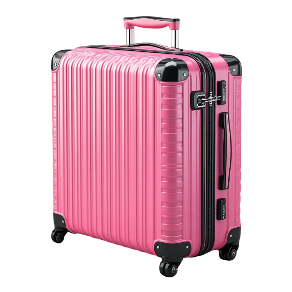 Pink Suitcase on Wheels with Handle png