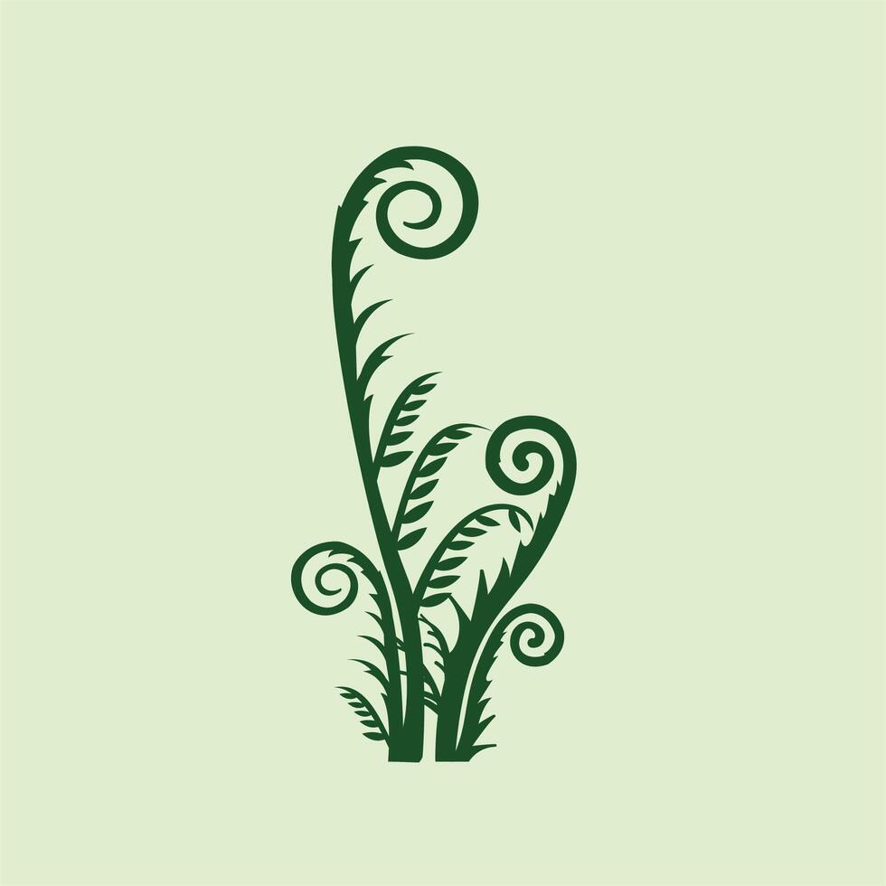Isolated prehistoric curved palm plant. vector