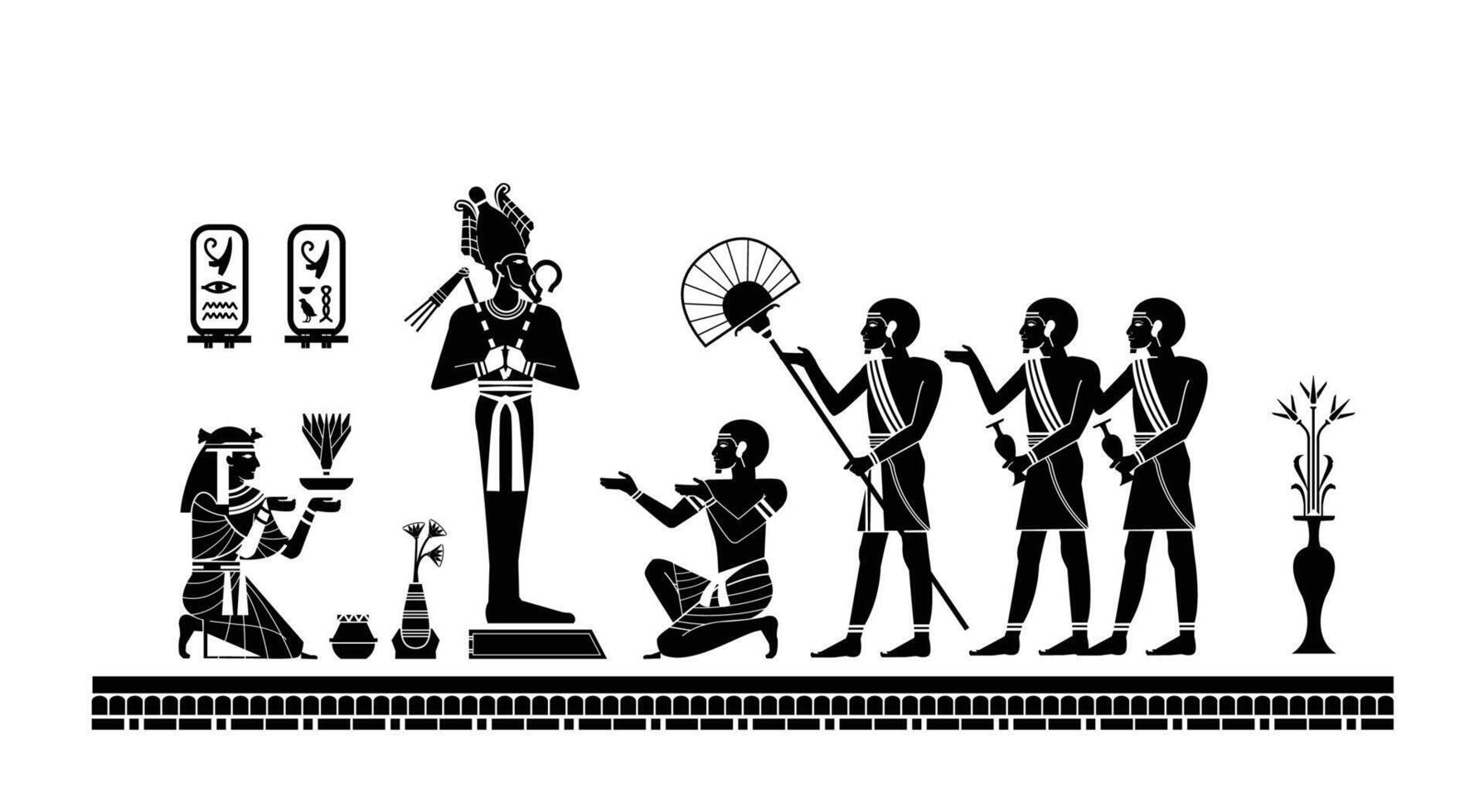 cultural illustration on tomb wall, worship of the god osiris vector