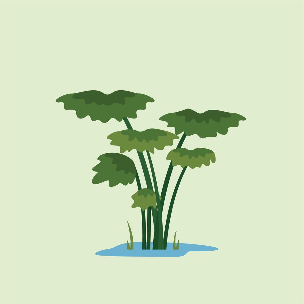 prehistoric exotic plants isolated. dinosaur fern food vector