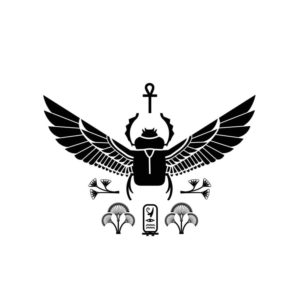 ancient egyptian god sacred scarab beetle and the rod of resurrection vector