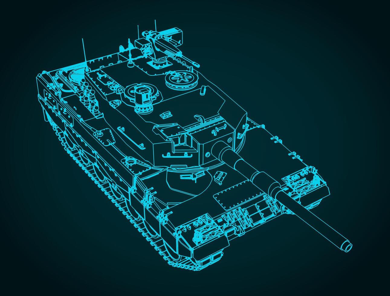Leopard 2 german tank close up illustration vector