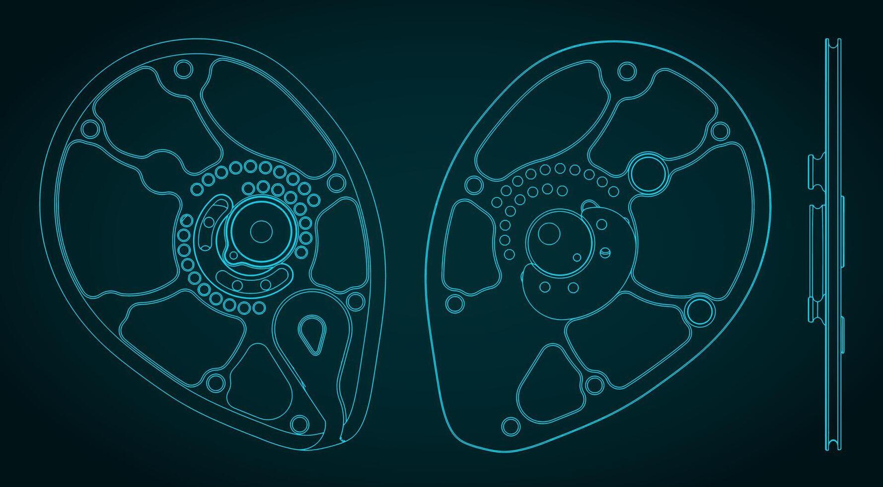 Compound bow cam blueprints vector