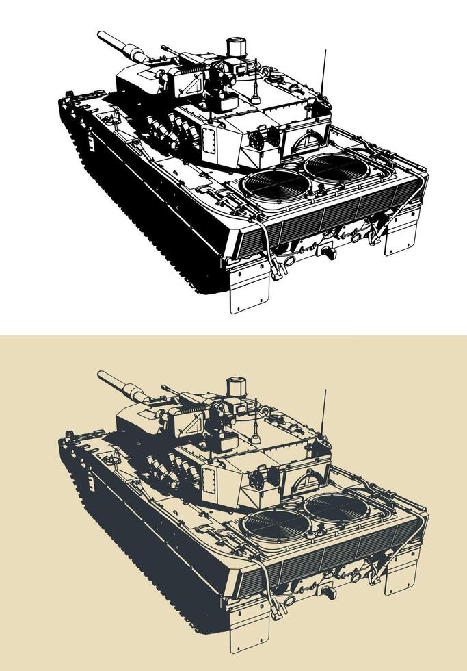 Leopard 2 tank illustrations vector