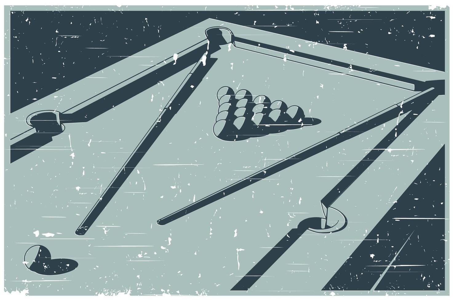 Pool table close-up retro poster vector