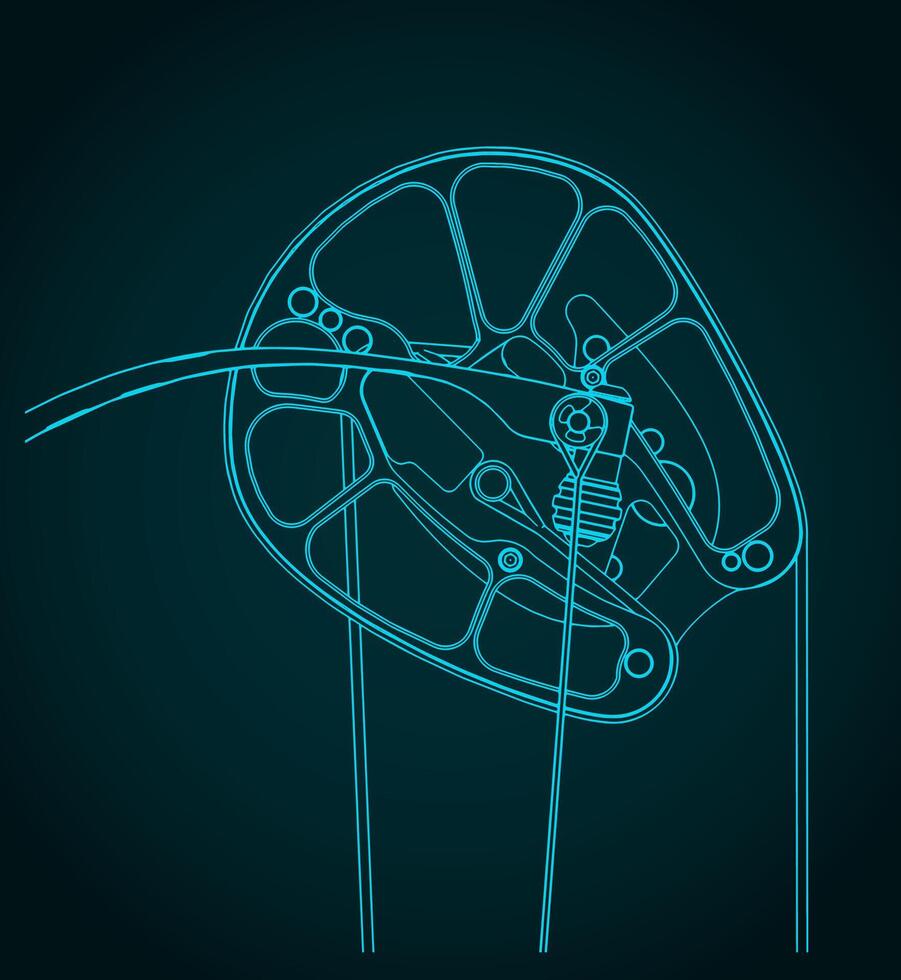 Compound bow cam blueprint vector
